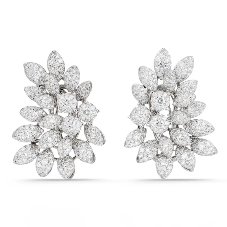Pendientes Diamantes Hojas Múltiple - largos