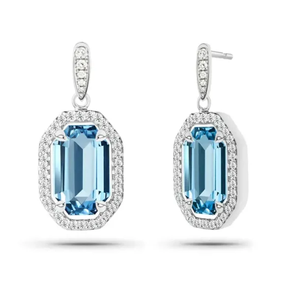 Pendientes Topacio Geometría Perfecta - Blaue Steine Ohrringe