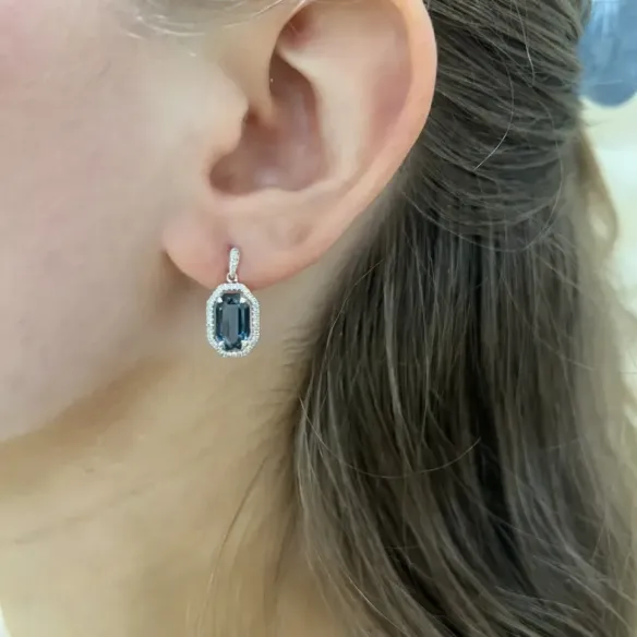 Pendientes Topacio Geometría Perfecta - Pendientes de Piedras Azul