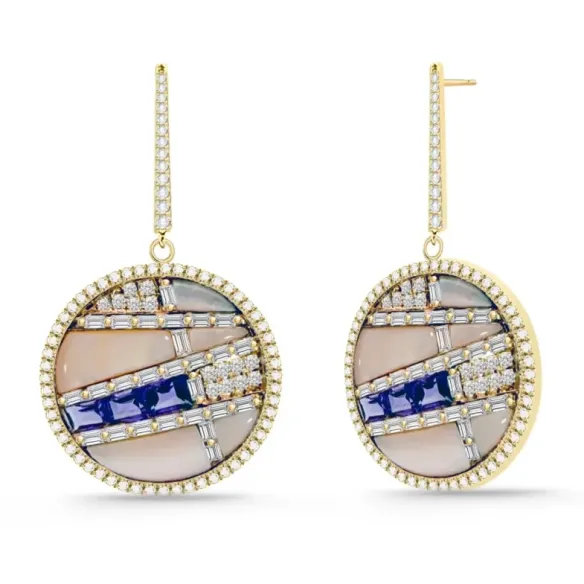Pendientes Sol Naciente Oro Rosa - Boucles d'oreilles autres pierres colorées