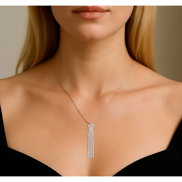 Triple Riviere Diamond Constellation Pendant - Diamond Necklaces