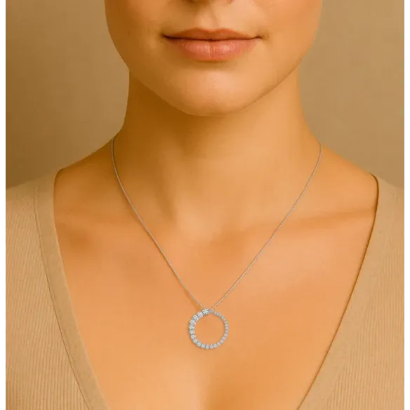 Solstice Riviere Tapered Circle Necklace - Diamond Necklaces