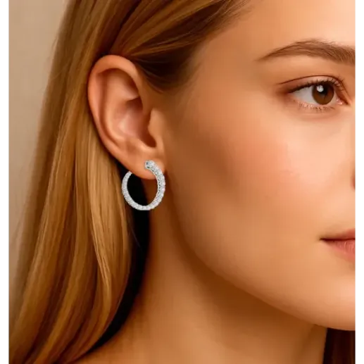 Solstice Riviere Tapered Circle Earrings - Diamond Earrings 2