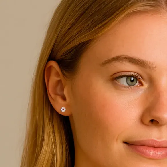 Pendientes diamantes y Rubí Camelia Spot - sonolento