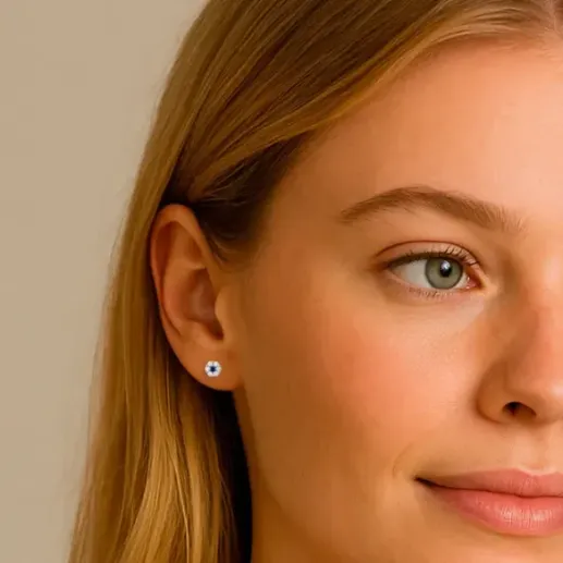 Camelia Spot Diamond and Sapphire Earrings - sleepy 2