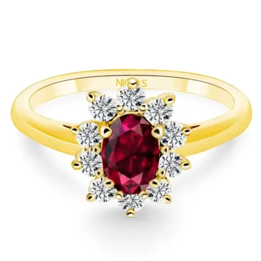 Yellow gold and oval ruby ​​ring Dalia 0.80 - Anniversary Rings