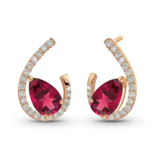 Pendientes Onda Rubíes talla pera - Pendientes de Rubi