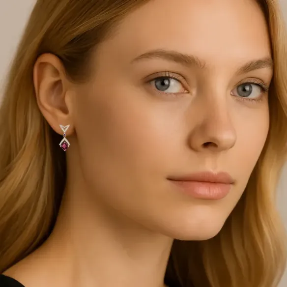 Pendientes Diamantes Red Carpet 1980 - Pendientes de Piedras Roja