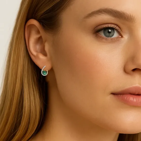 Pendientes Onda Esmeraldas talla pera - Smaragd-Ohrringe