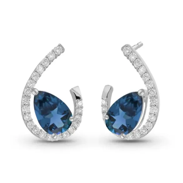 Pendientes Onda Zafiros talla pera - Pendientes de Zafiro