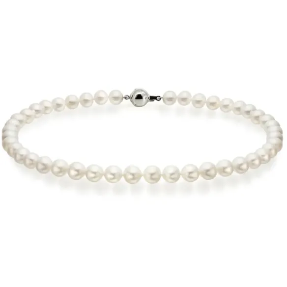 Collar Perlas Akoya 9-9.5mm Cultivadas Naturales y diamantes - Collares de Perlas