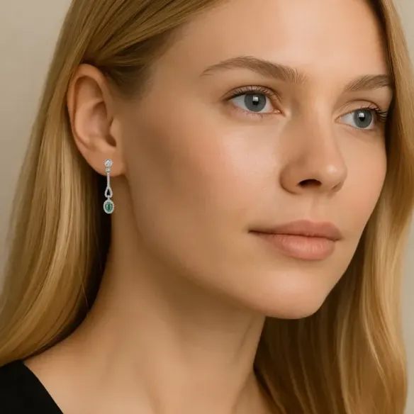 Emerald Diamond Earrings Royal Jewels - Emerald Earrings