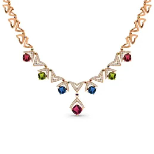 Collar oro rosa diamantes, rubí y otras piedras Red Carpet - Altas jóias
