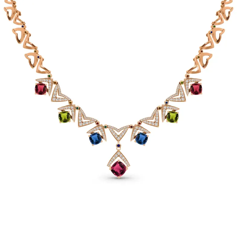 Collar oro rosa diamantes, rubí y otras piedras Red Carpet - Hoher Schmuck