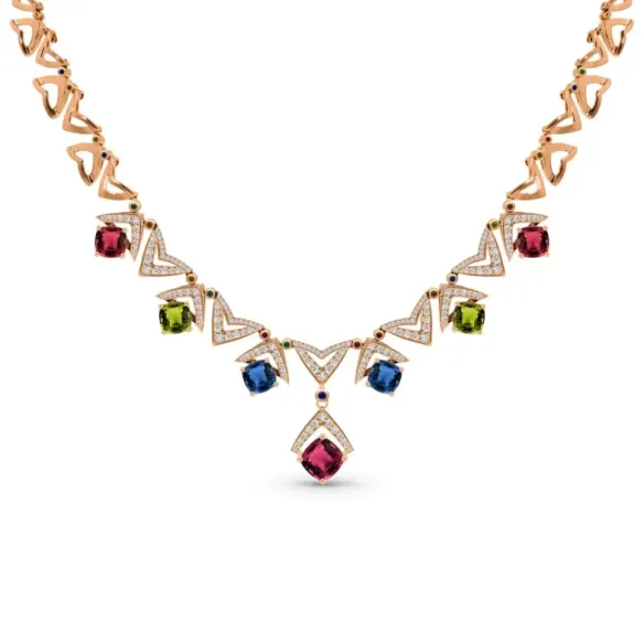 Collar oro rosa diamantes, rubí y otras piedras Red Carpet - Hoher Schmuck