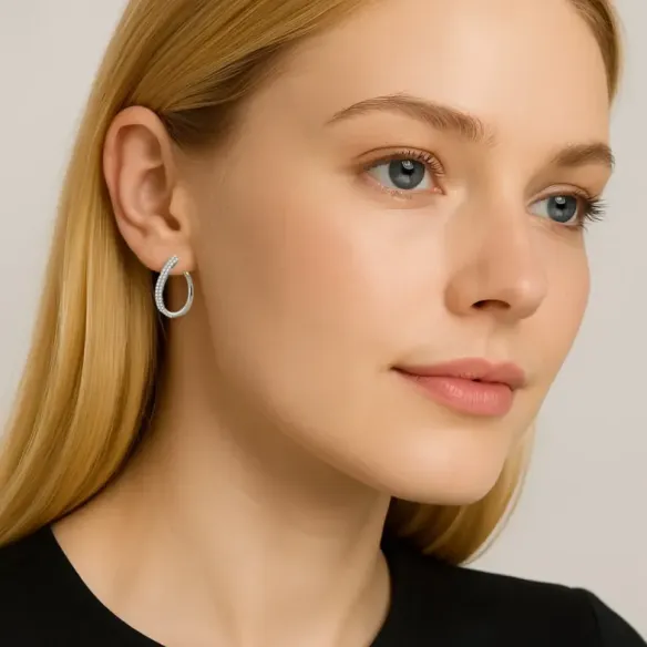 Pendientes Aro oval Diamantes 0.98 ct. oro blanco - reifen
