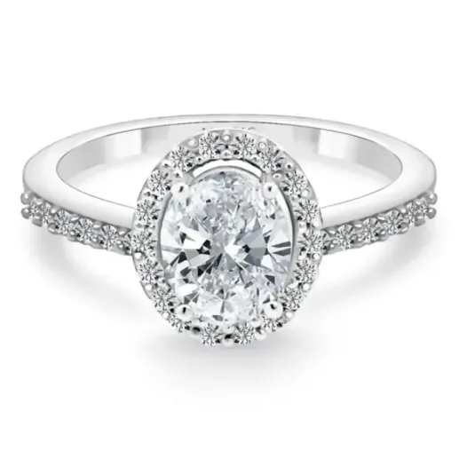 Anillo Diamante Oval 0.70 Sunset Oro Blanco - rosetón