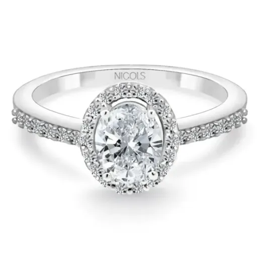 Anillo Diamante Oval 0.50 Sunset Oro Blanco - rosette