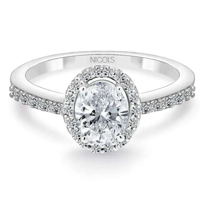 Anillo Diamante Oval 0.50 Sunset Oro Blanco - rosette