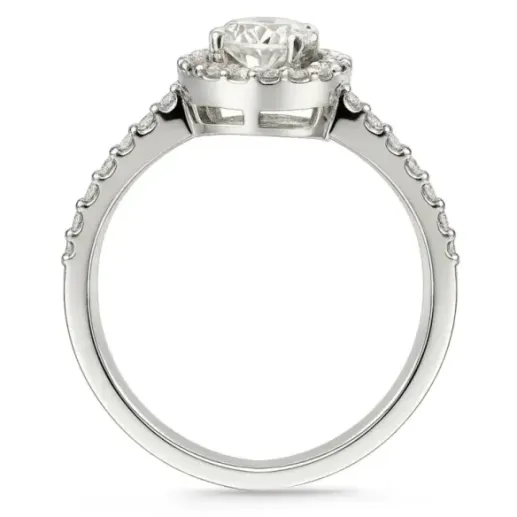 Oval cut diamond ring 0.50 Sunset White Gold - Diamond Rosette 2
