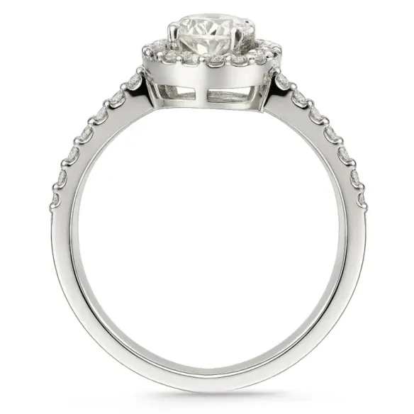 Anillo Diamante Oval 0.50 Sunset Oro Blanco - rosetón