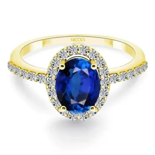 Dalia Sunset Yellow Gold Sapphire Ring 1.20Ct and Diamonds - Anniversary Rings