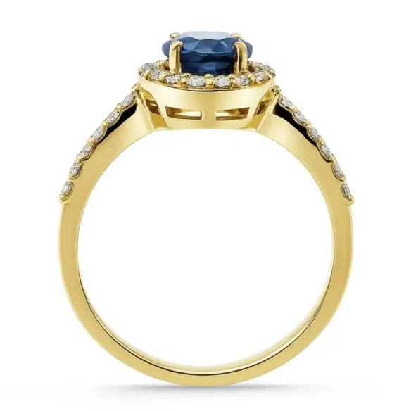 Anillo Zafiro Oro Amarillo Dalia Sunset 1.20Ct y Brillantes - Anillos Compromiso Aniversario