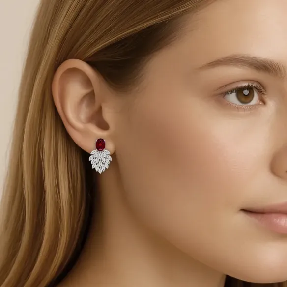 Pendientes Rubí y Diamante Carnival - Orecchini di rubi