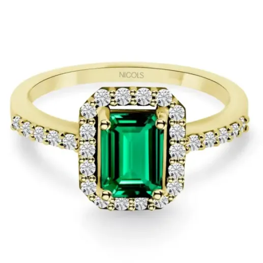 Anillo Esmeralda Sunset Rectangle Oro Amarillo - Anillos de Compromiso Verde