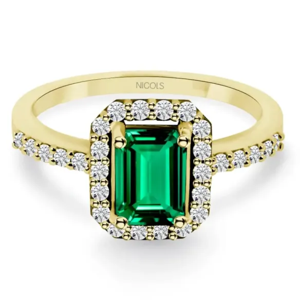 Anillo Esmeralda Sunset Rectangle 0.75Ct Oro Amarillo - Bagues de fiançailles vertes