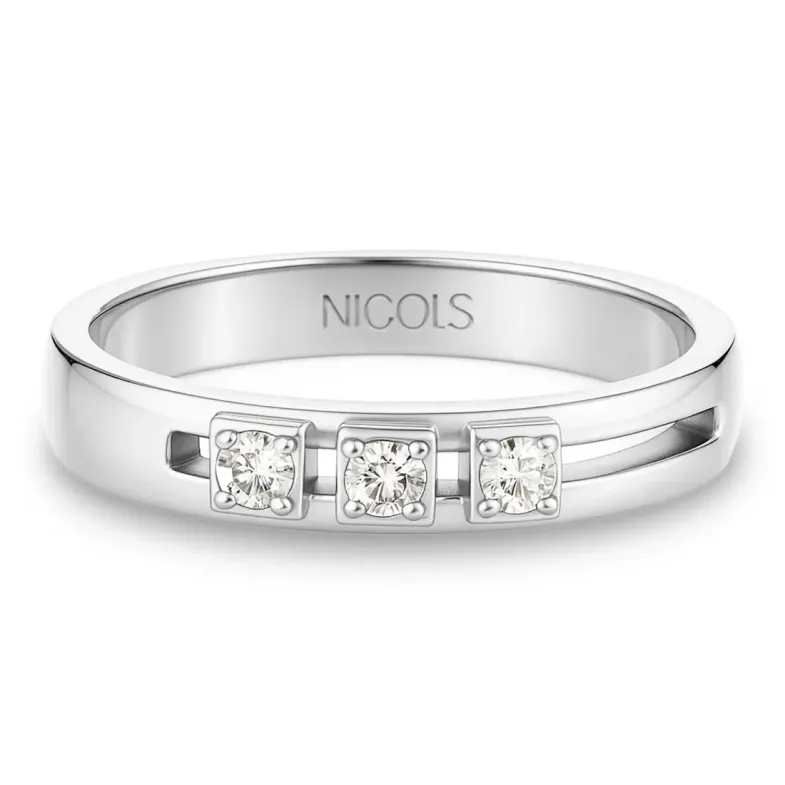 Movable Square Diamond Spot Ring - Brilliant Cut