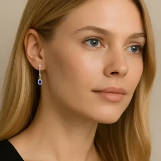 Pendientes Diamantes Esmeralda Royal Jewels - Boucles d'oreilles saphir 2