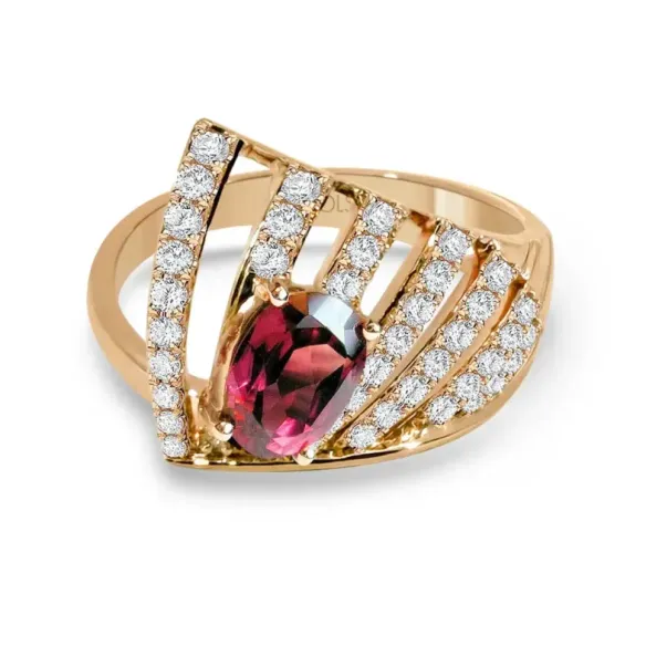 Shooting Star Oval Tourmaline Diamond Ring - High jewelry