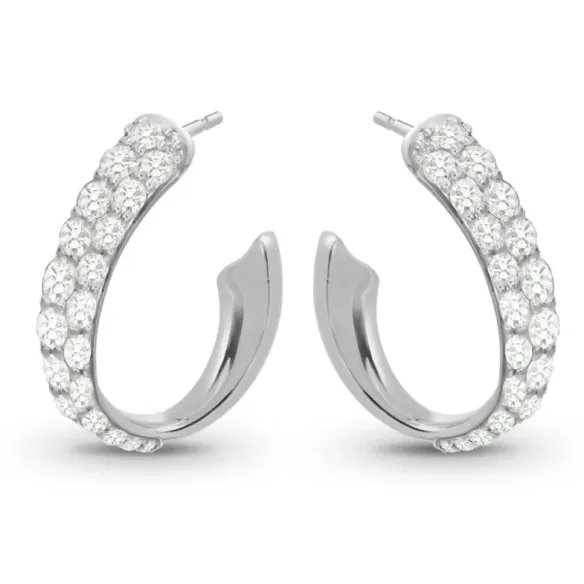 Pendientes Aro oval Diamantes 0.75 ct. Oro Blanco - aros