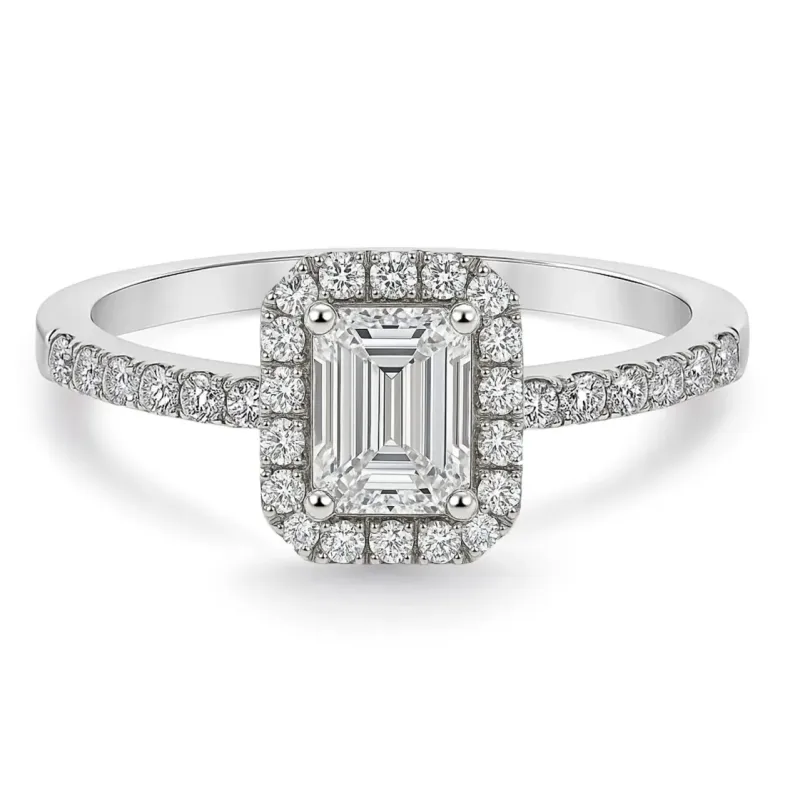 Anillo Compromiso Diamante 0.50 Talla Esmeralda Alice - Émeraude