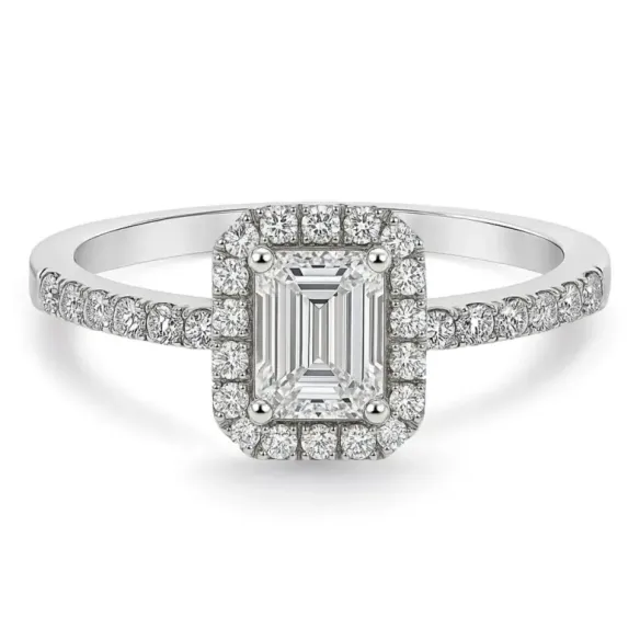 Alice 0.50 Emerald Cut Diamond Engagement Ring - Emerald Cut