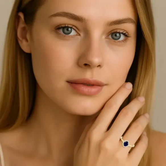 Anillo Zafiro Dalia Sunset 1.00Ct Oro Amarillo - Bagues de fiançailles bleues