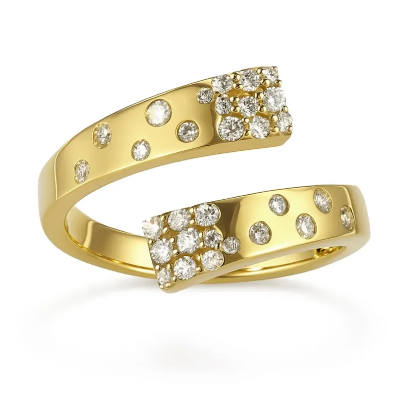 Anillo Diamantes Oro Amarillo Firmamento Pastilla Square Tu y Yo - Talla Brillante