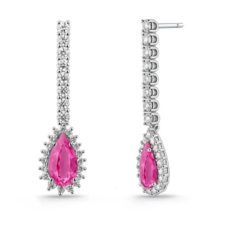 Pendientes Red Carpet Zafiro rosa pera - Boucles d'oreilles saphir