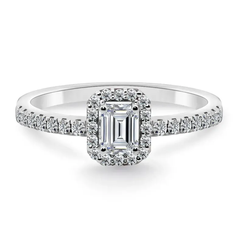 Anillo Diamante 0.40 talla esmeralda Alice - Smeraldo