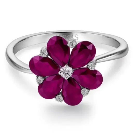 Mini-Details-Blumenring - Rubinringe
