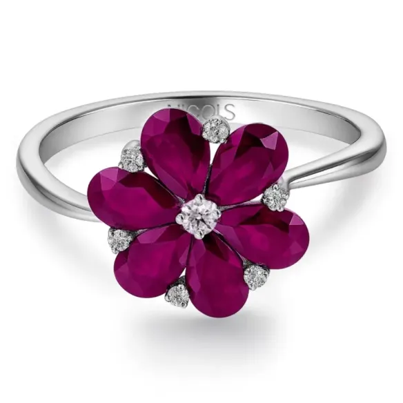 Anillo Flor Mini Details - Anillos de Rubí