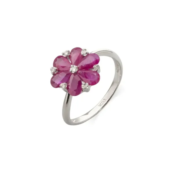 Mini-Details-Blumenring - Rubinringe