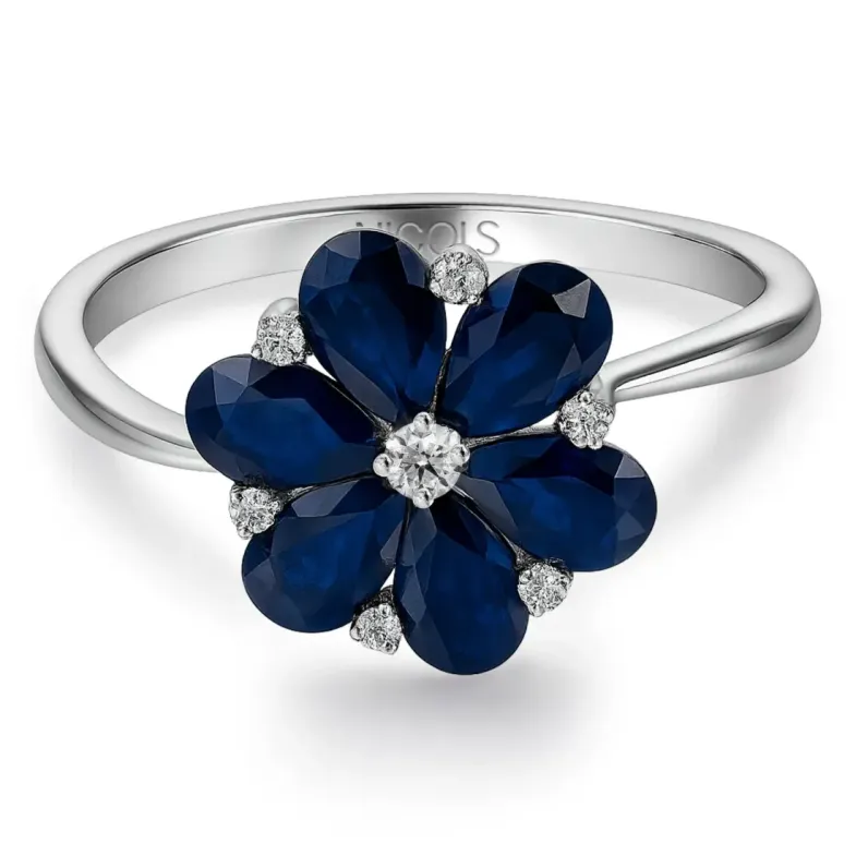 Anillo Flor Zafiro Mini Details - Anéis de safira