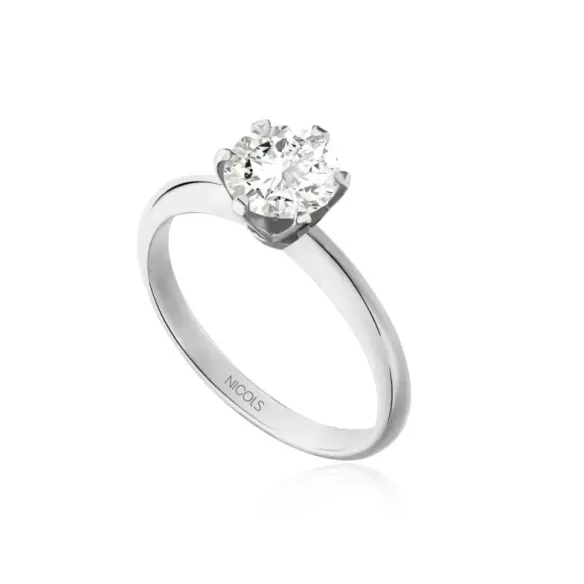 Anillo diamante 1,00 quilate oro blanco Charlotte solitario - Talla Brillante