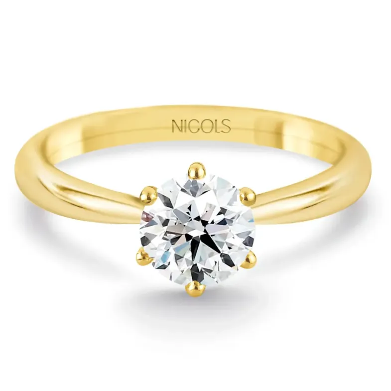 Anillo Solitario 0,75 ct Alexia oro amarillo - Talla Brillante