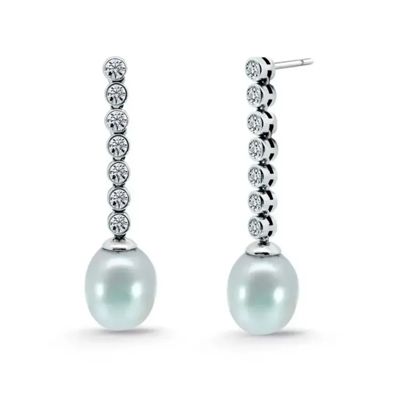 Pearl and Diamond Earrings Serenity Chatones 0.53 White Gold - Pearl Earrings