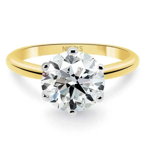 Anillo Diamante 2ct H VS Solitario Charlotte oro amarillo y oro blanco - Anillos Diamante mayor 2 ct