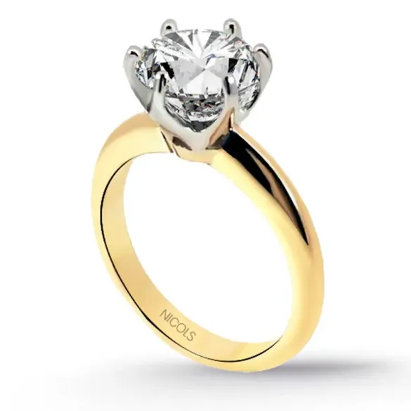 Anillo Diamante 2ct H VS Solitario Charlotte oro amarillo y oro blanco - Anillos Diamante mayor 2 ct