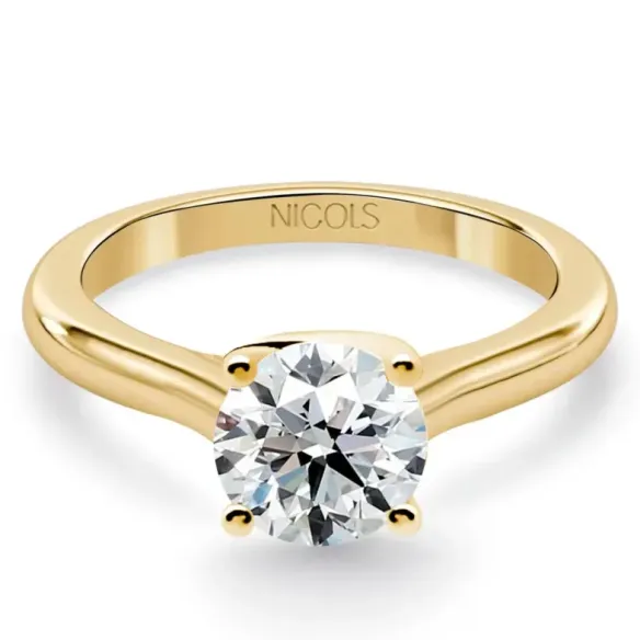 Megan yellow gold engagement ring with a 1.00ct diamond. - Lonely yellow gold